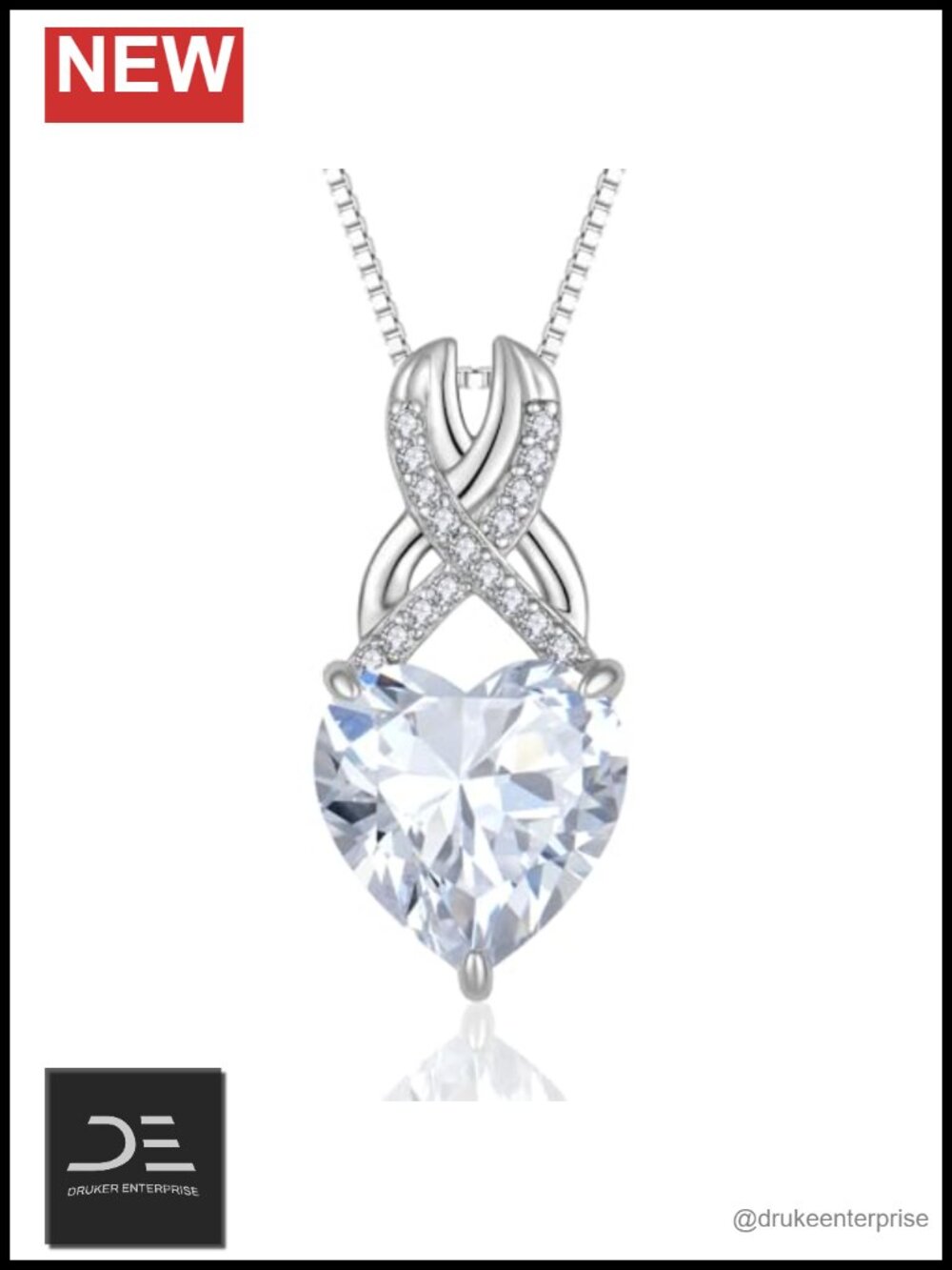 Sterling Silver Heart Pendant Necklace Cubic Zirconia Hypoallergenic Jewelry
